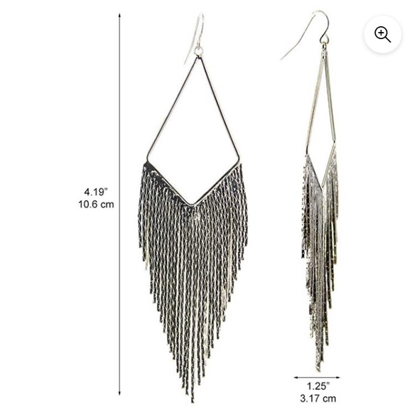 Charming Charlie 5 Inch Mesh Chandelier Drop Dangle Earrings - Silver New - Picture 5 of 5